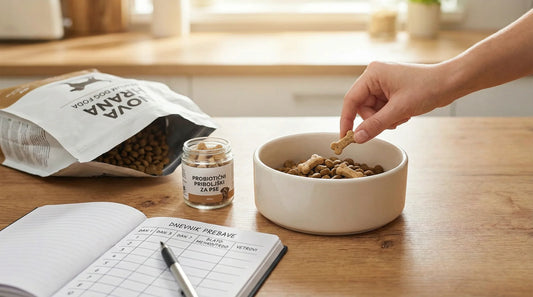 Prebavne težave po menjavi hrane: kako varno vpeljati probiotične priboljške